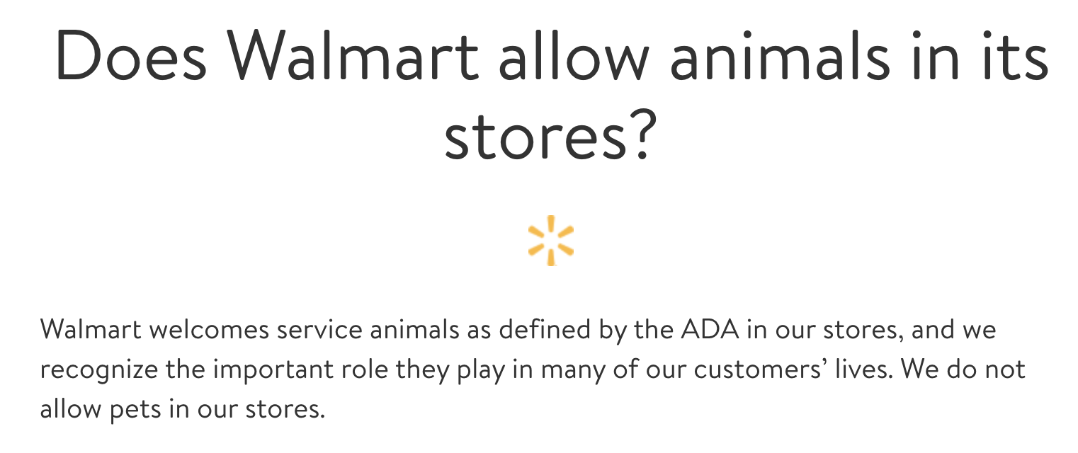 Walmart emotional support sales animal